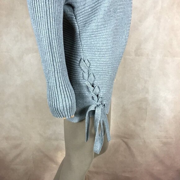 Designers Remix One-Shoulder Gray Ribbed Sweater Size Small - Picture 4 of 6